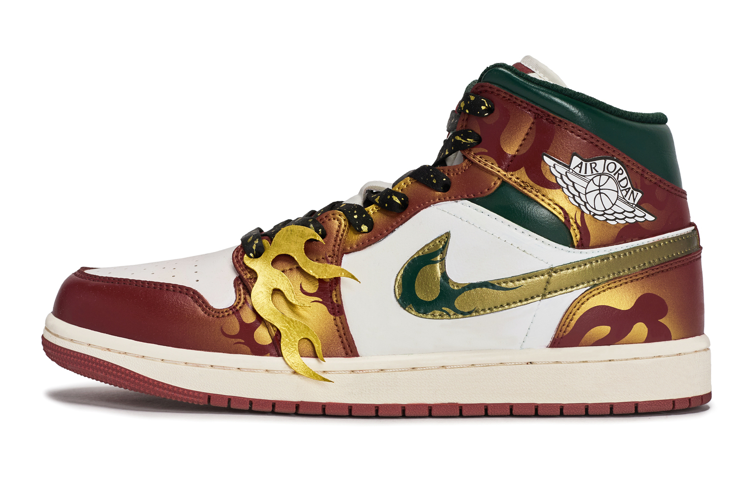 

Air 1 811 Manufacturing, Galloping With The Spring Breeze Mid top Vintage Basketball Shoes Unisex Jordan, красный белый зеленый