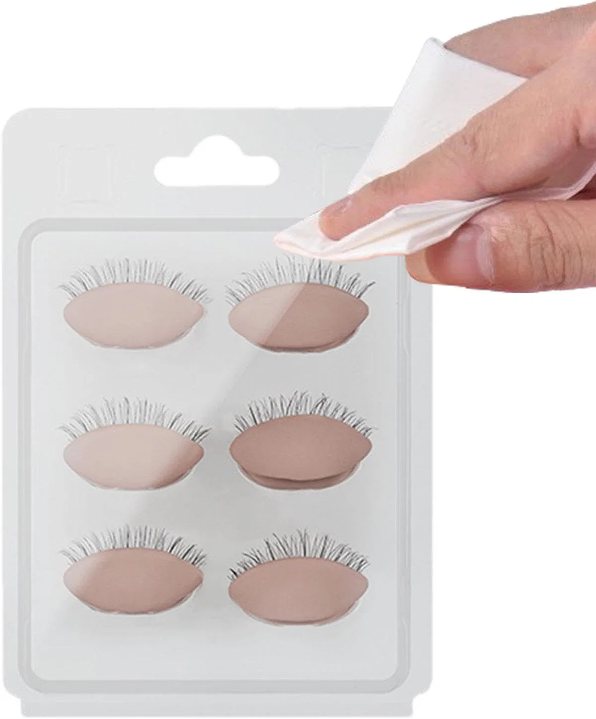 Набор для тренировки наращивания ресниц Silicone Realistic Mannequin Eyelids 3 пары, телесный Generic