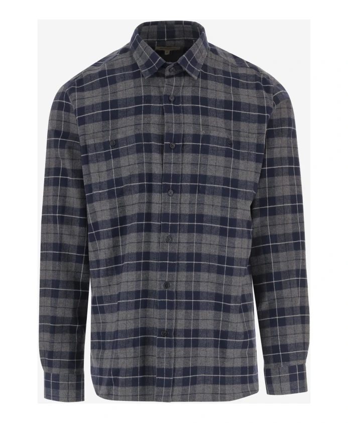 

Хлопковая рубашка в клетку с карманами. Woolrich, серый