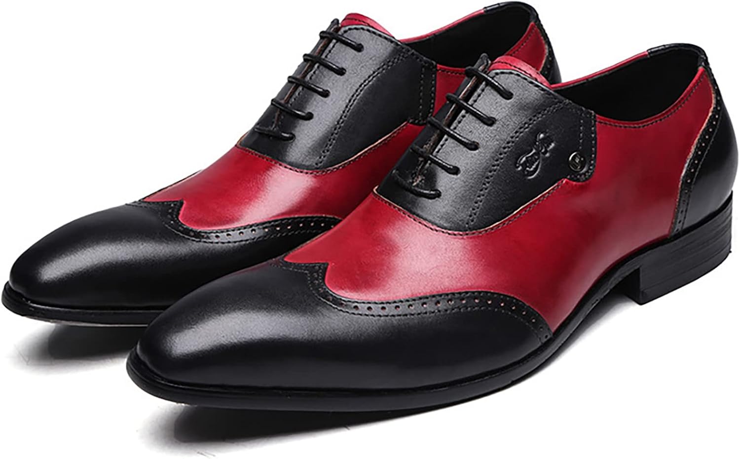 

Мужские кожаные туфли-оксфорды с шнуровкой, формальные, красные для свадьбы, вечеринки и работы в офисе, черные, размер 46 Generic