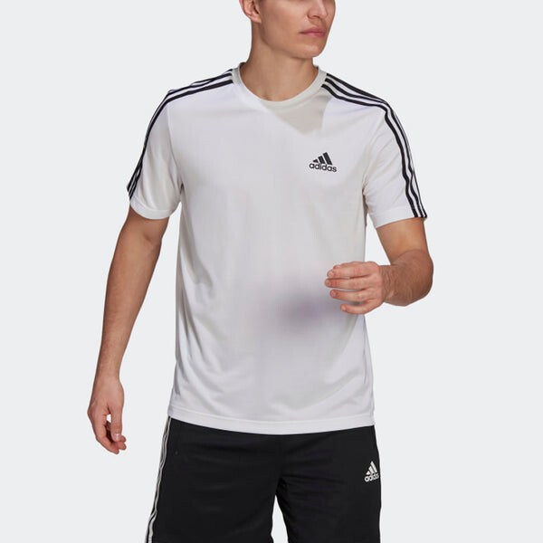 Футболка Aeroready Sports с тремя полосками, короткие рукава, мужские Adidas, белый — фото 2