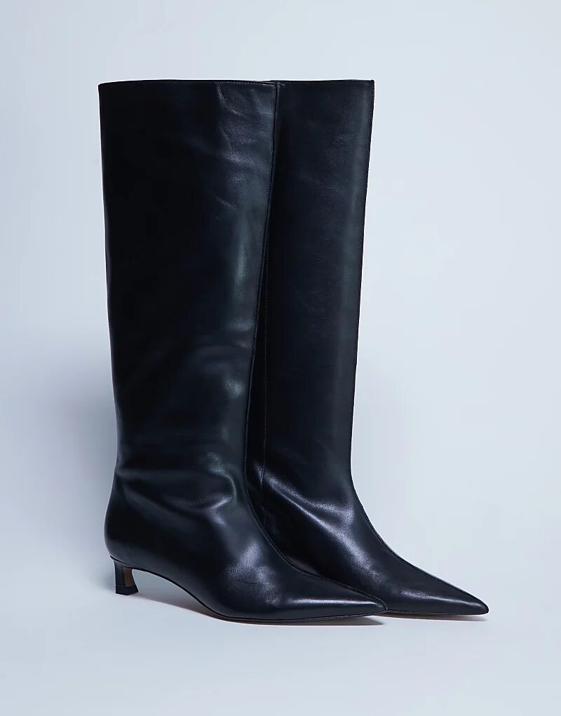Сапоги Topshop Sophie Premium из натуральной кожи с острым носком, черные