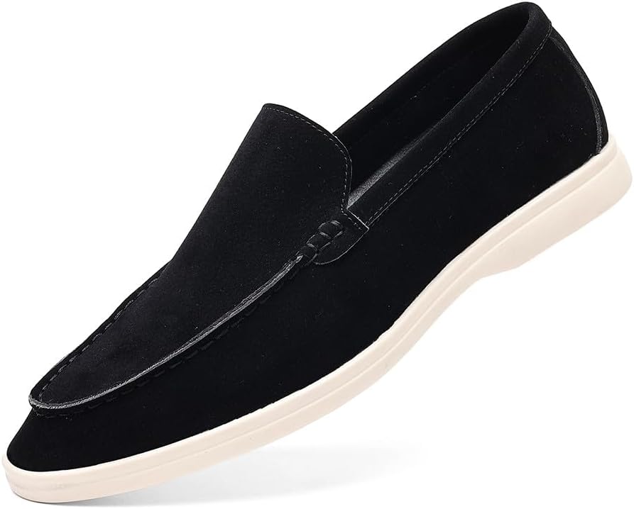 

Мужские замшевые лоферы Santimon с отделкой слип-он, повседневная обувь для офиса, легкие мокасины для ходьбы с комфортной подошвой для работы, ежедневных дел и путешествий, черный