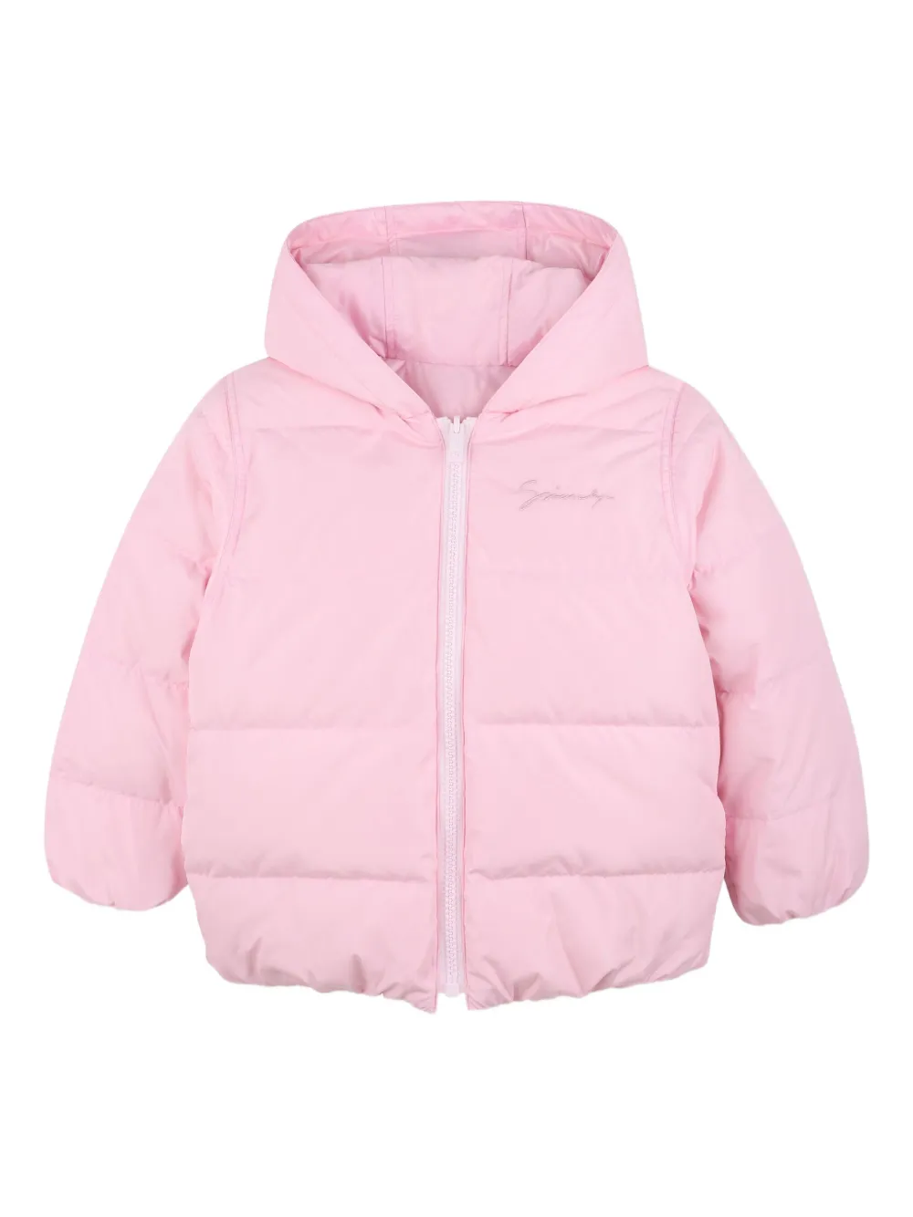 

Пуховик с вышитым логотипом Givenchy Kids, розовый