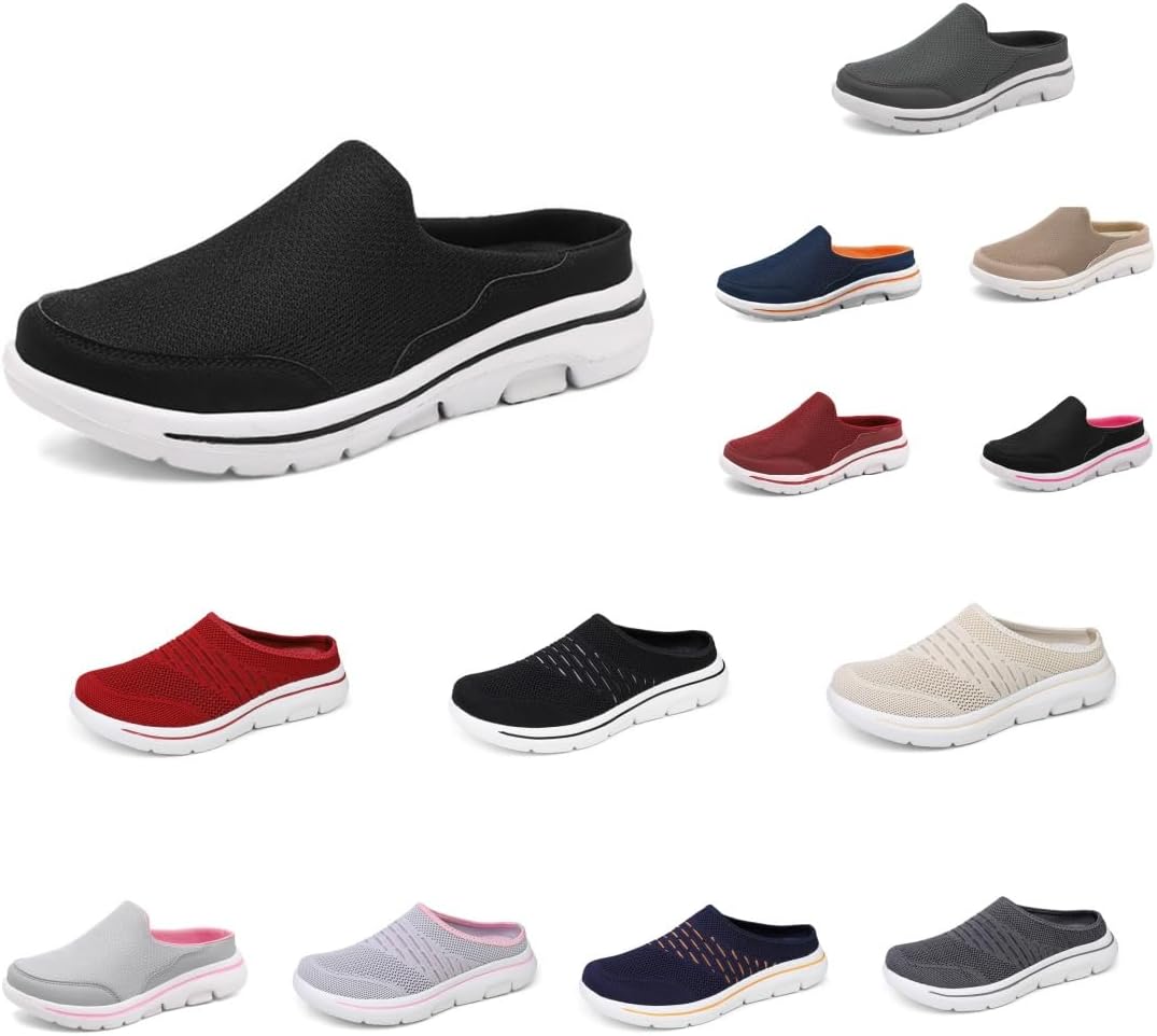 

Мужские и женские тапочки без задника, сетчатые вязаные клоги, кроссовки, легкие, удобные для ходьбы, с открытой пяткой, удобные слипоны, модные повседневные дышащие тапочки, закрытые носки, шлепанцы, для улицы, спортивные, на танкетке, мюли Xdf...