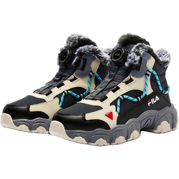 FILA KIDS Теплые противоскользящие детские ботинки BOA, синие, черные, для подростков — фото 4