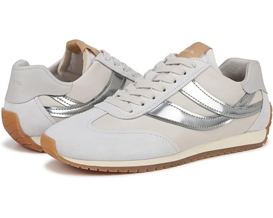 Кроссовки Vince Oasis Runner Lace-Up Sneakers, цвет Off White/Silver