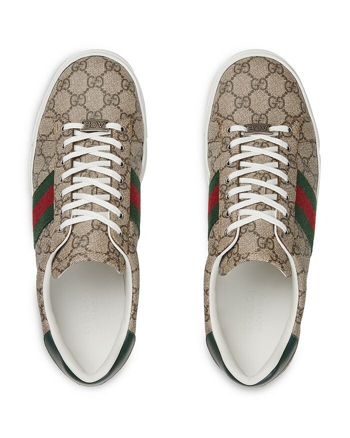 Мужские кроссовки Gucci Ace из парусины и кожи Gucci, коричневый/бежевый — фото 2
