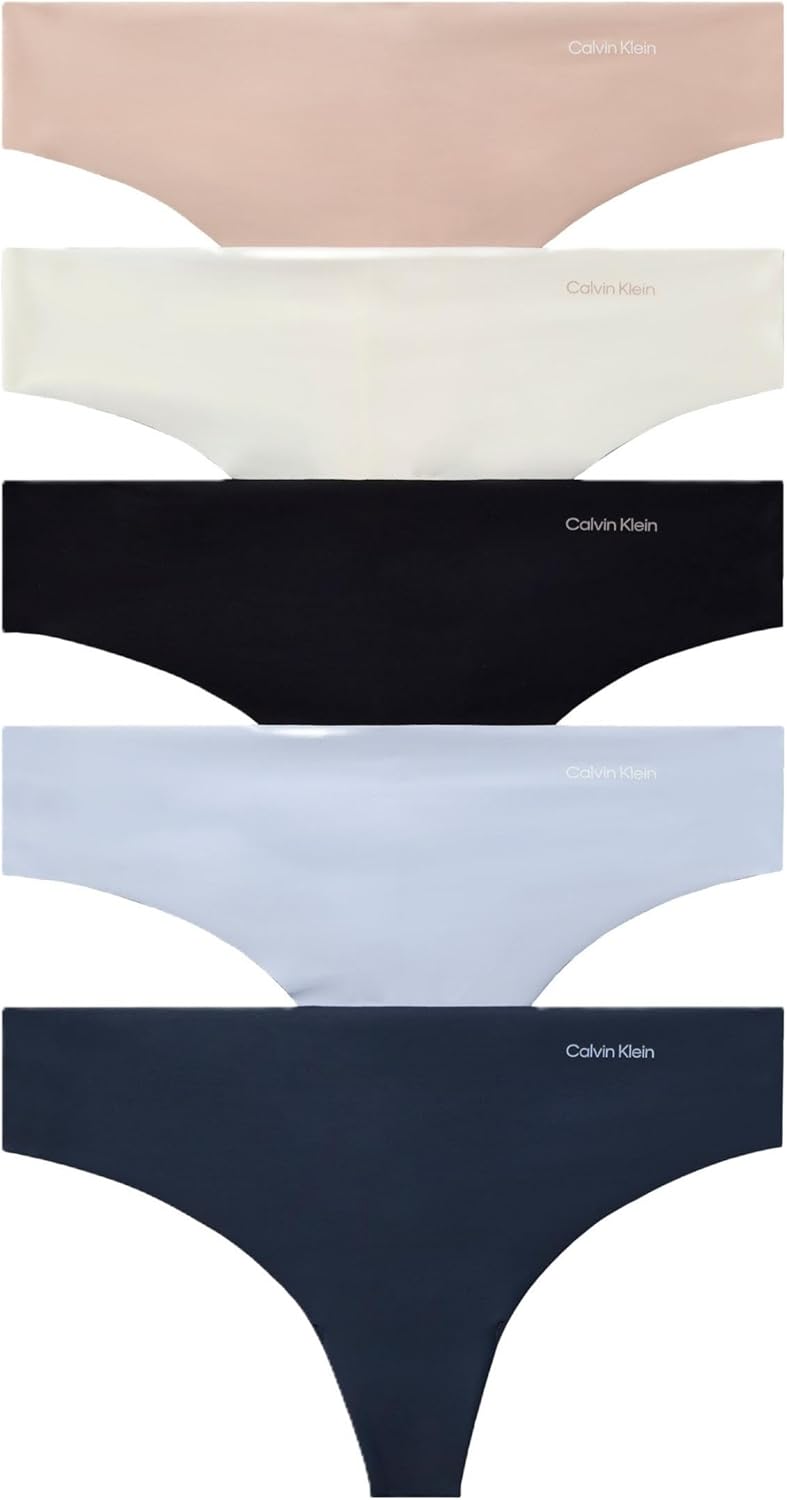 

Женские бесшовные трусики-стринги Calvin Klein Invisibles, 5 шт., Casual Blue/Speakeasy/Cedar/Ivory/Black