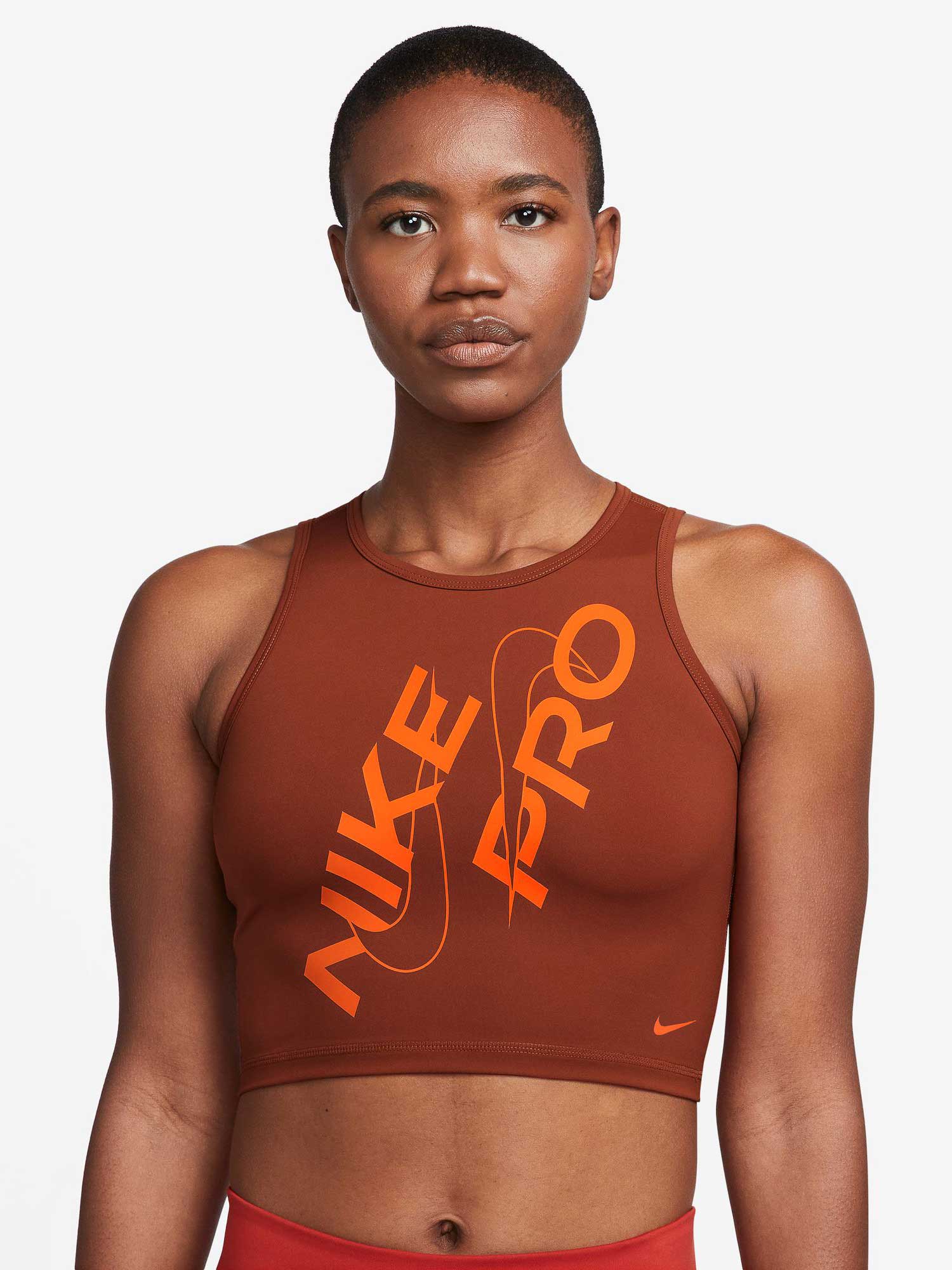 

Майка Nike W NP DF CROP TANK GRX, оранжевый