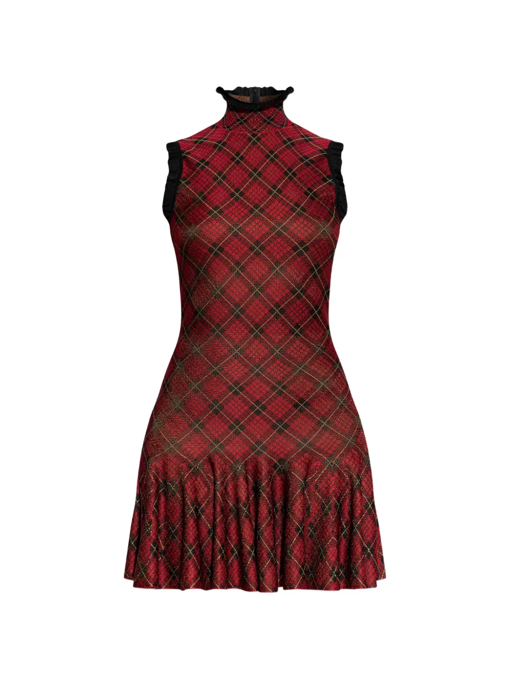 

Мини-платье в тартан с оборками Alexander Mcqueen, красный