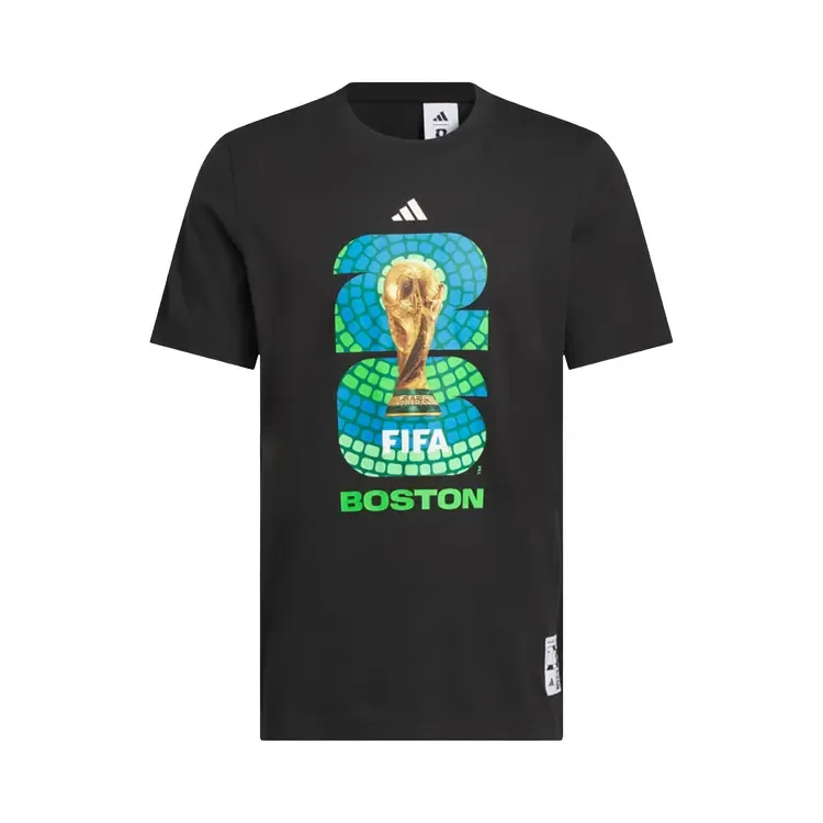Футболка Adidas FIFA World Cup 26 Host City Boston с графическим принтом, цвет «черный»