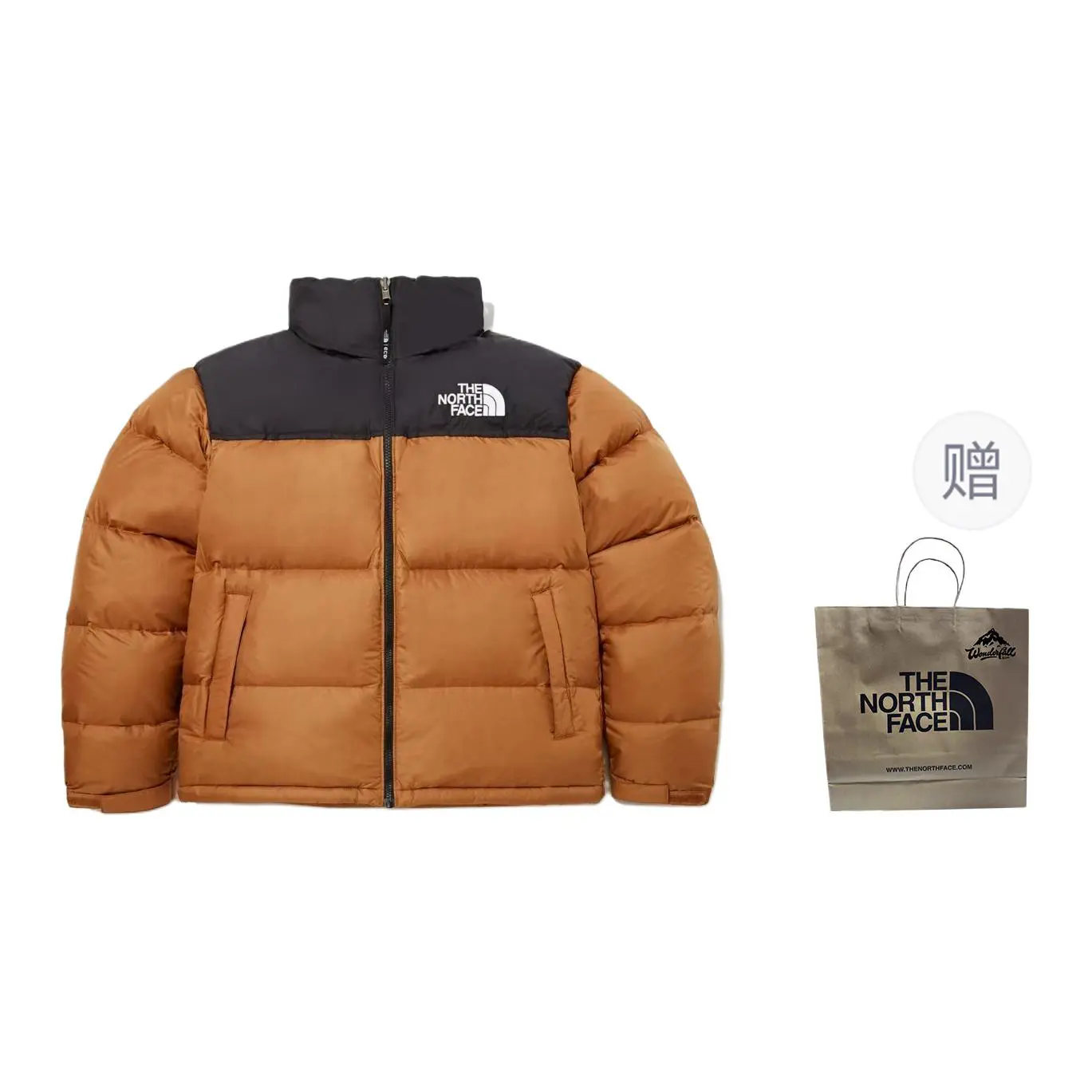

THE NORTH FACE Куртка пуховая зимняя унисекс Hermes оранжевая, Hermes Orange-Shopping Bag Included
