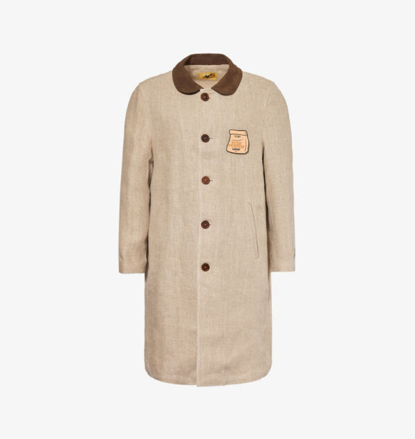 

Пальто льняное стандартного кроя с воротником из мешковины и замши Golf Le Fleur, коричневый