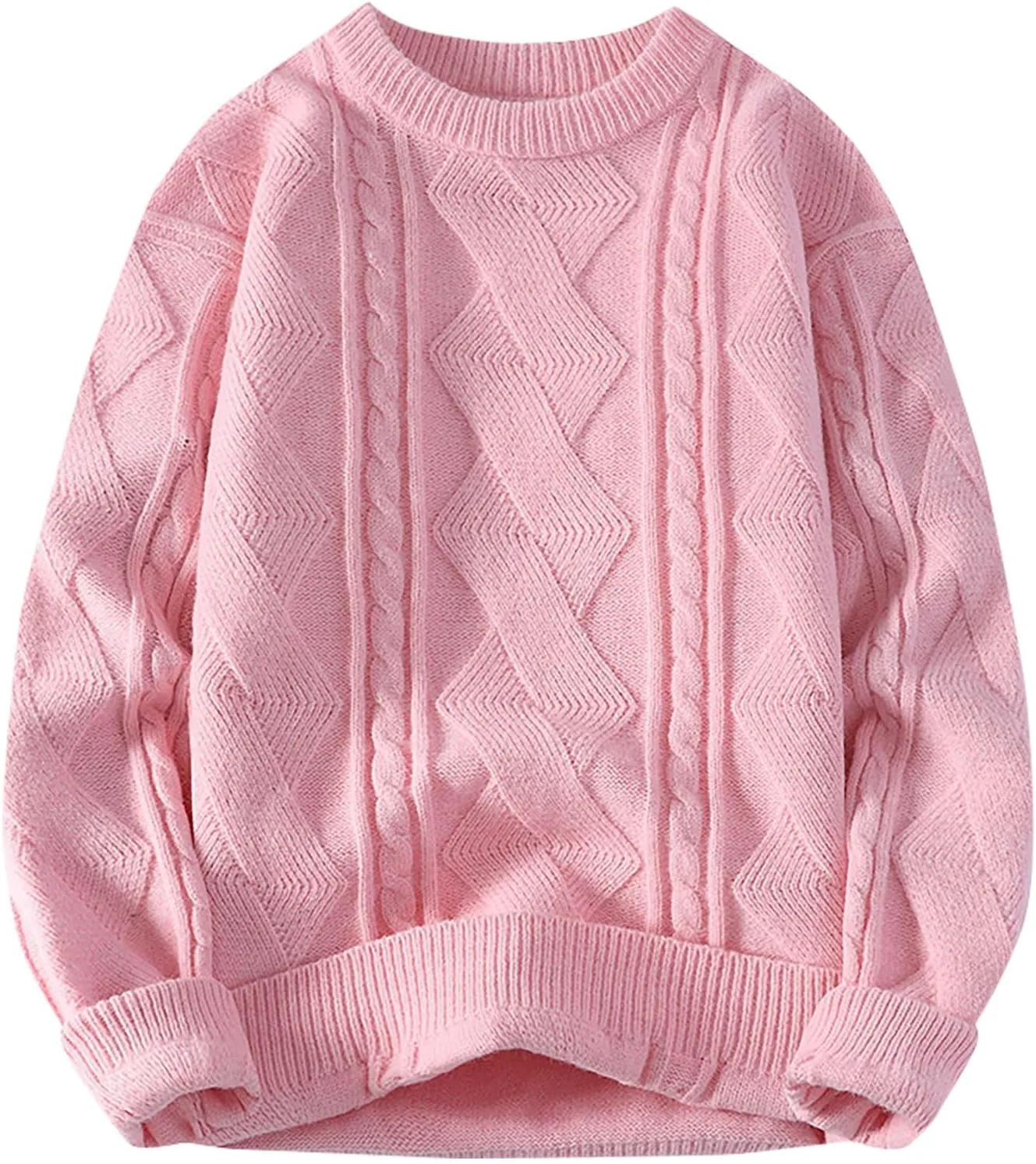 

Свитер мужской с длинным рукавом, классический кабельный узор, плюс сайз