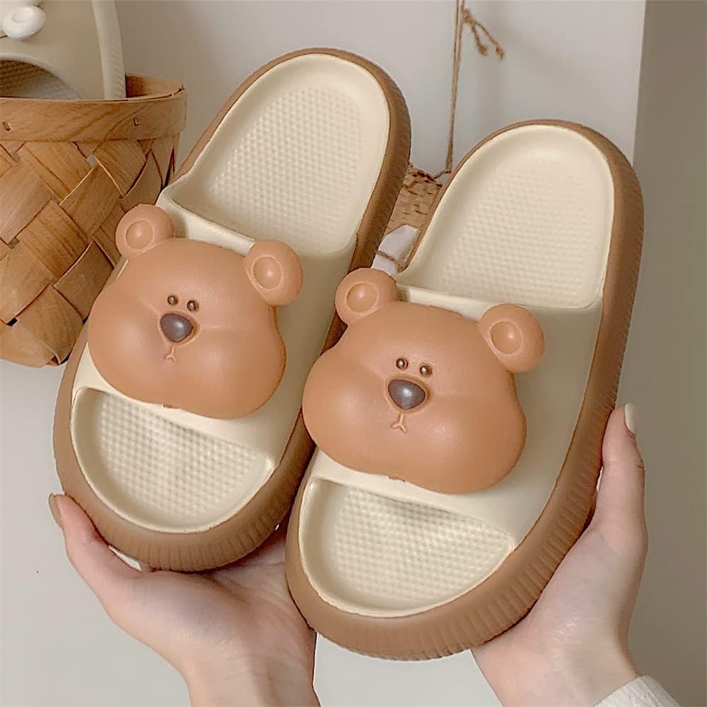 Милые шлепанцы с мультяшным медведем, быстросохнущие Ceinom, коричневый — фото 2