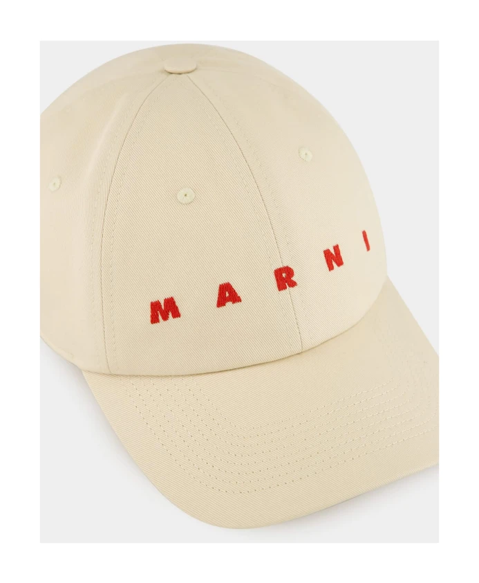 Хлопковая бейсболка с логотипом Marni, бежевый — фото 3