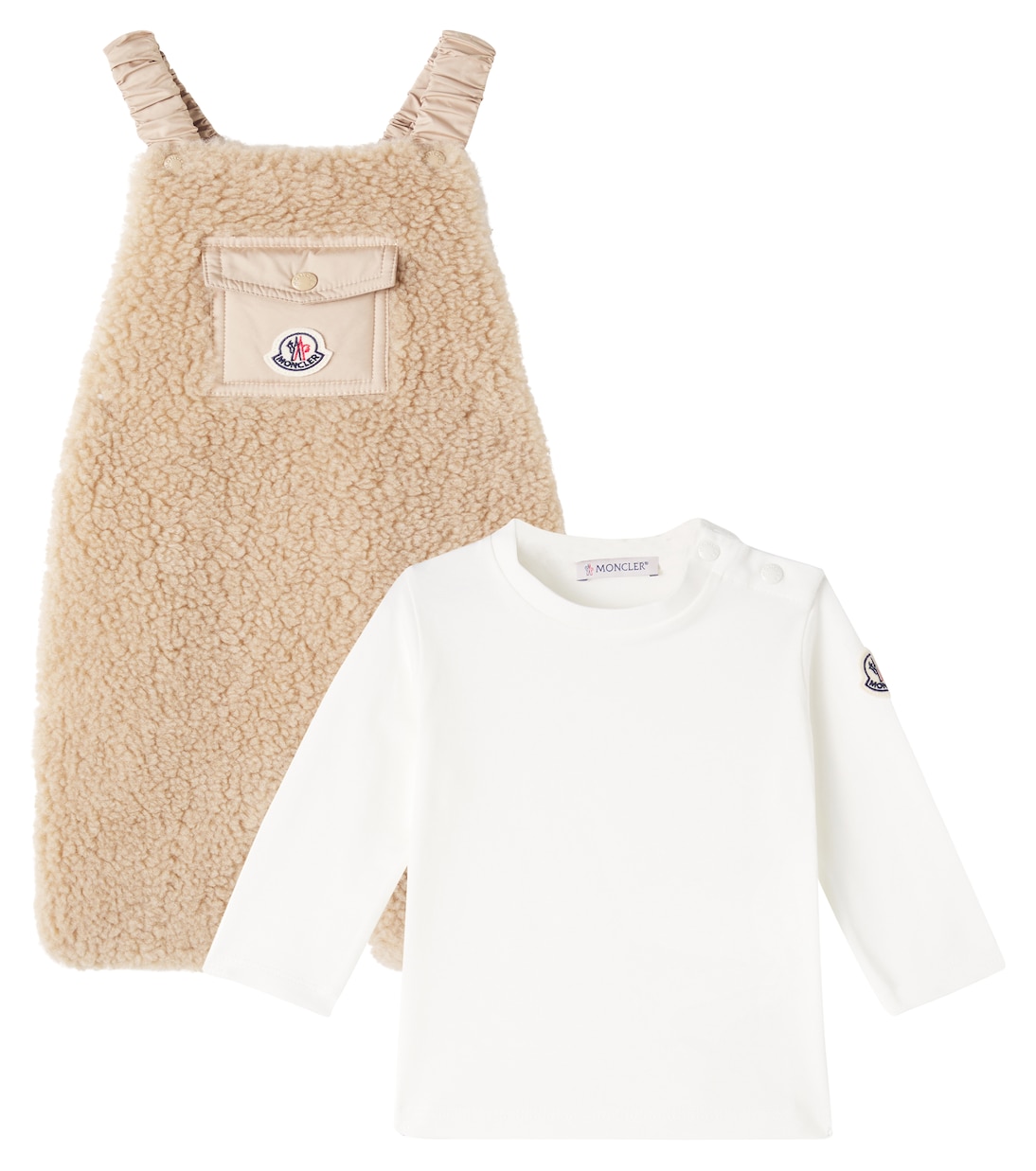 

Комплект флисового комбинезона и футболки Moncler Enfant, бежевый