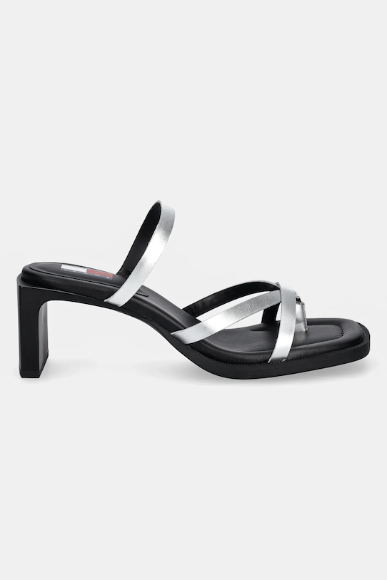 Кожаные шлепанцы The Soho Sandal Metallic Tommy Jeans, серебряный — фото 2