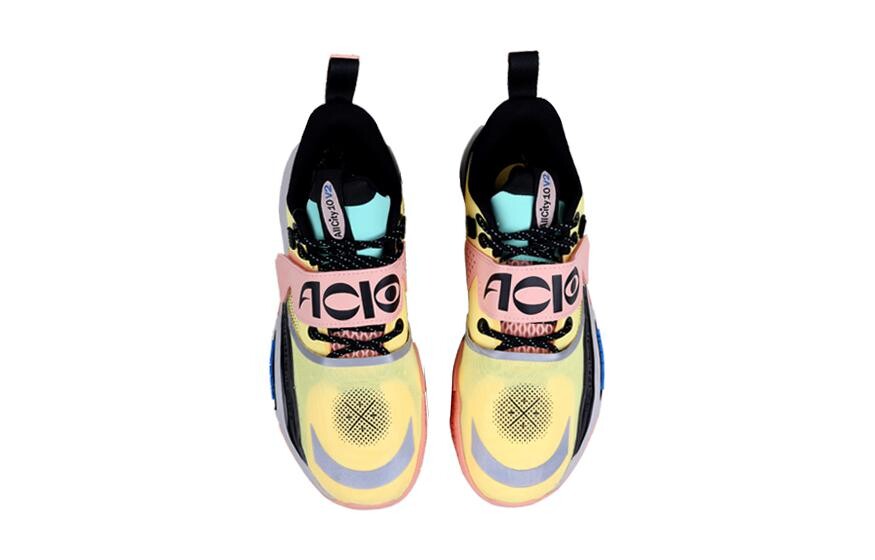 Баскетбольные кроссовки All City 10 V2 для детей GS с низким верхом флуоресцентного молочно-желтого/сладкого персикового цвета Lining — фото 3