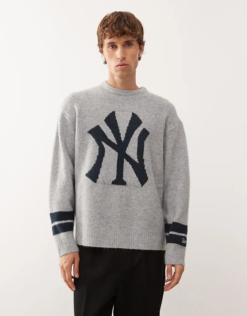 

Вязаный свитер New Era NY Yankees свободного кроя серого цвета