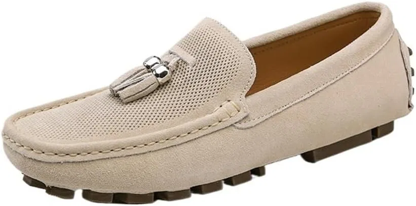 Лоферы с кисточками замшевые Beige DHFIRUFSHLO