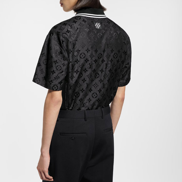 Monogram Moire Jacquard Short Sleeved Silk Shirt LOUIS VUITTON, черный — фото 4