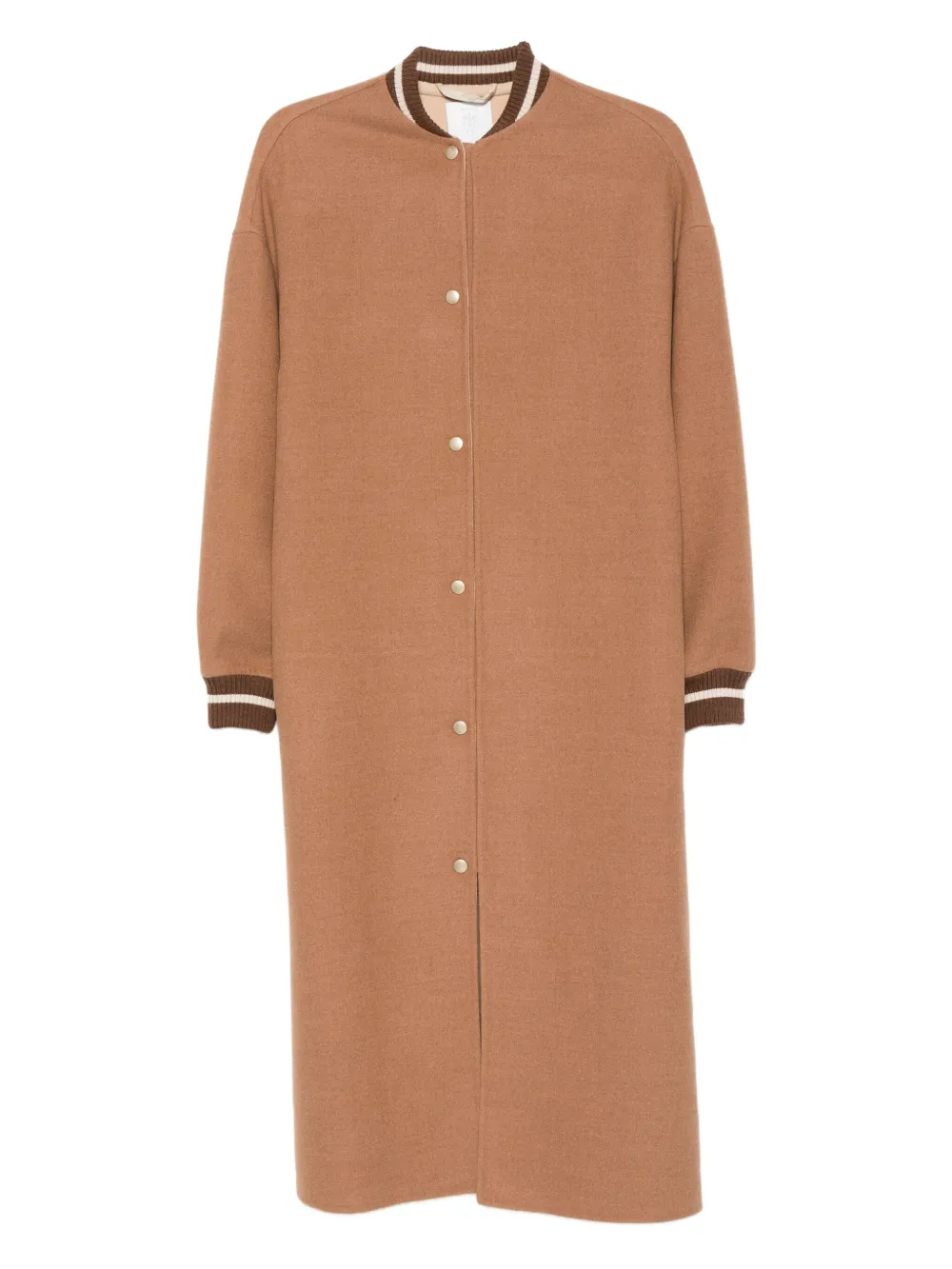 

Шерстяное пальто с манжетами в рубчик Eleventy, коричневый