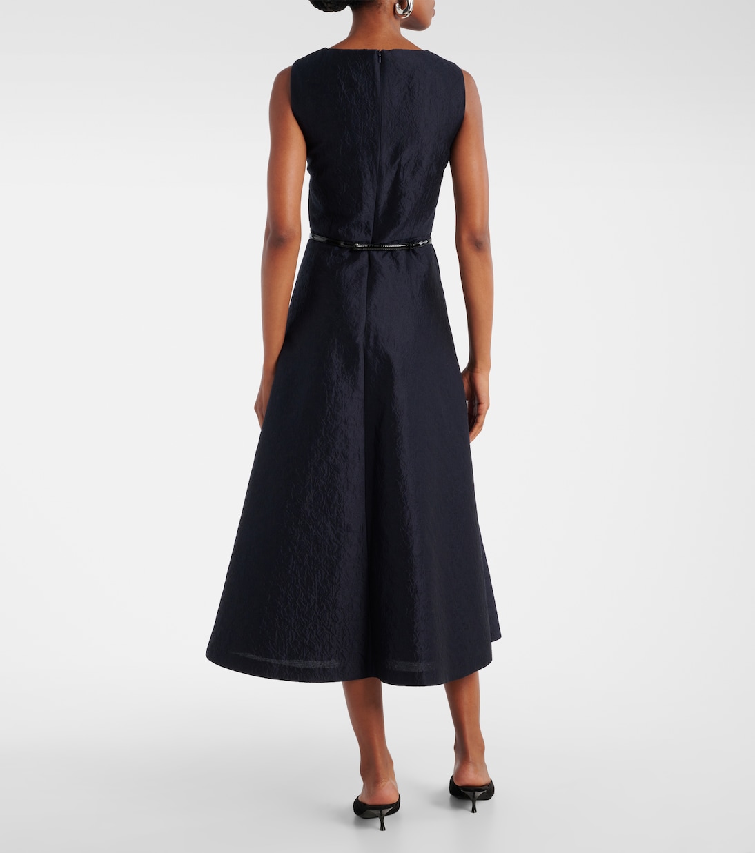 Лионское платье миди из хлопка и шелка с эффектом клоке Max Mara, Blu Notte — фото 3