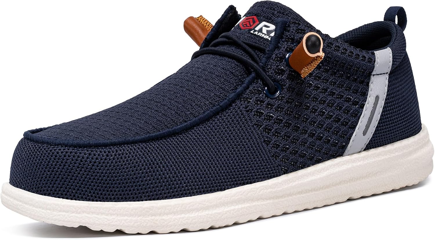 

Мужские слипоны с защитным стальным носком LARNMERN, легкие, удобные для отдыха и ходьбы, кроссовки, лоферы с стальным носком, темно-синий
