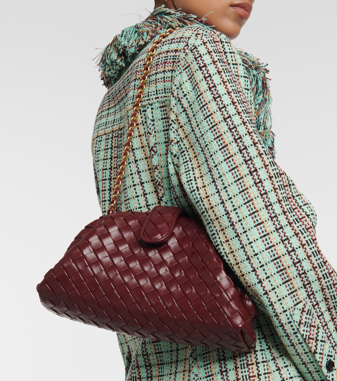 Кожаный клатч Lauren 1980 Intrecciato Bottega Veneta, Barolo-M Brass — фото 2