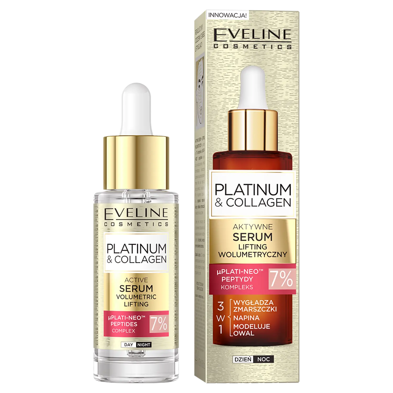 

Усовершенствованная сыворотка для лица Eveline Cosmetics Platinum&Collagen, 30 мл