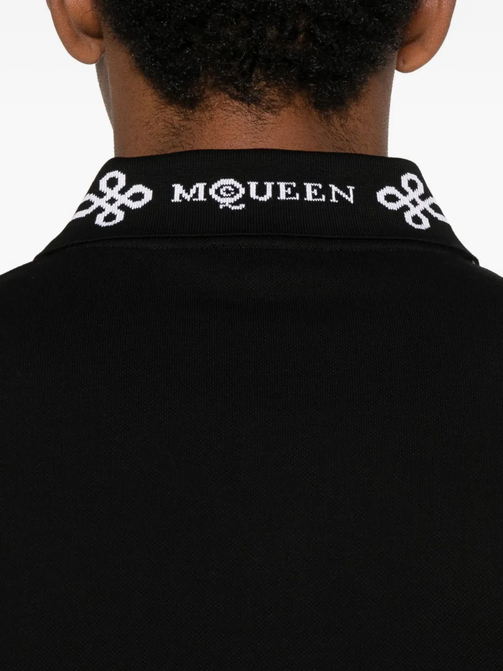 Рубашка поло с отделкой в полоску Alexander McQueen, черный — фото 4