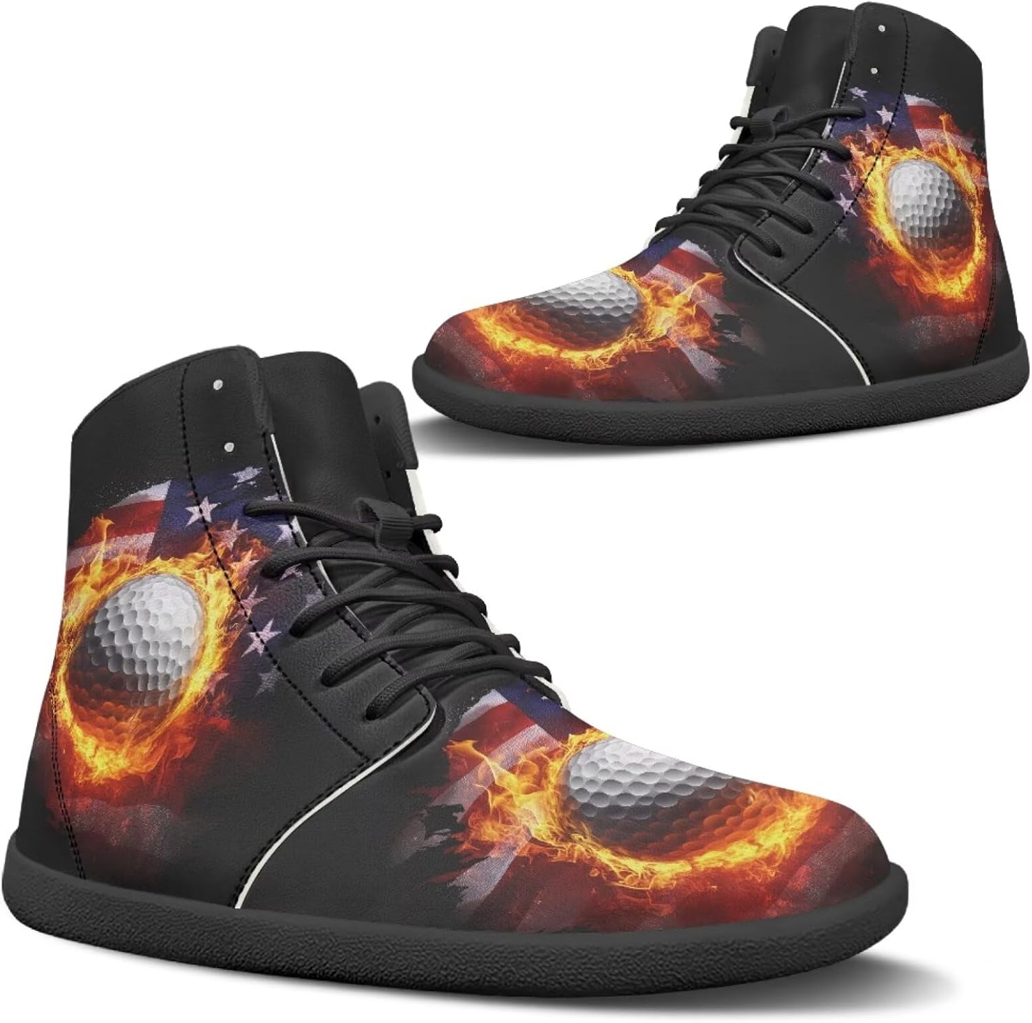 

Кроссовки для мужчин Binienty с кросс-тренингом, легкие высокие многофункциональные минималистичные спортивные туфли, American Flag & Fire Golf Ball