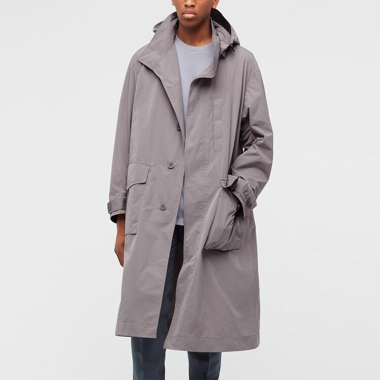 Длинный плащ Uniqlo +J Oversized Hooded, 04 серый — фото 4