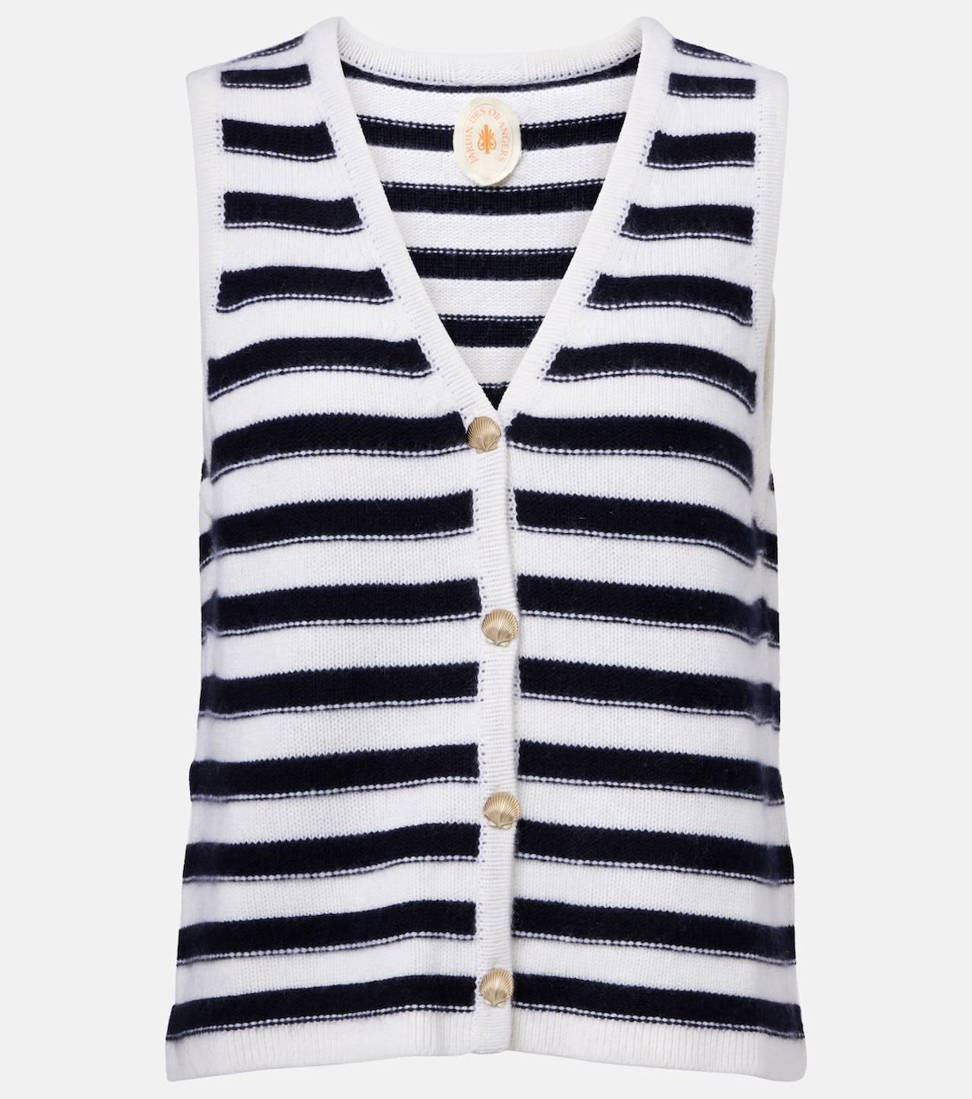 

Полосатый жилет из кашемира Jardin des Orangers, White Navy