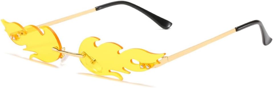 

Уникальные женские солнцезащитные очки без оправы в форме пламени с прозрачными линзами Ocean. Солнцезащитные очки для женщин с защитой от УФ-излучения UV400 HYYZZC, Yellow