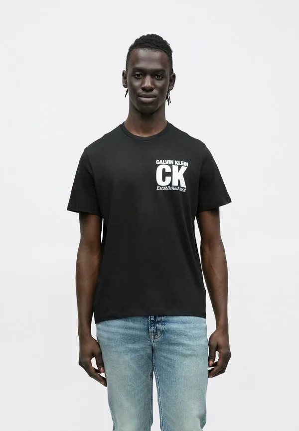 Футболка с графическим принтом в углу Calvin Klein, Black