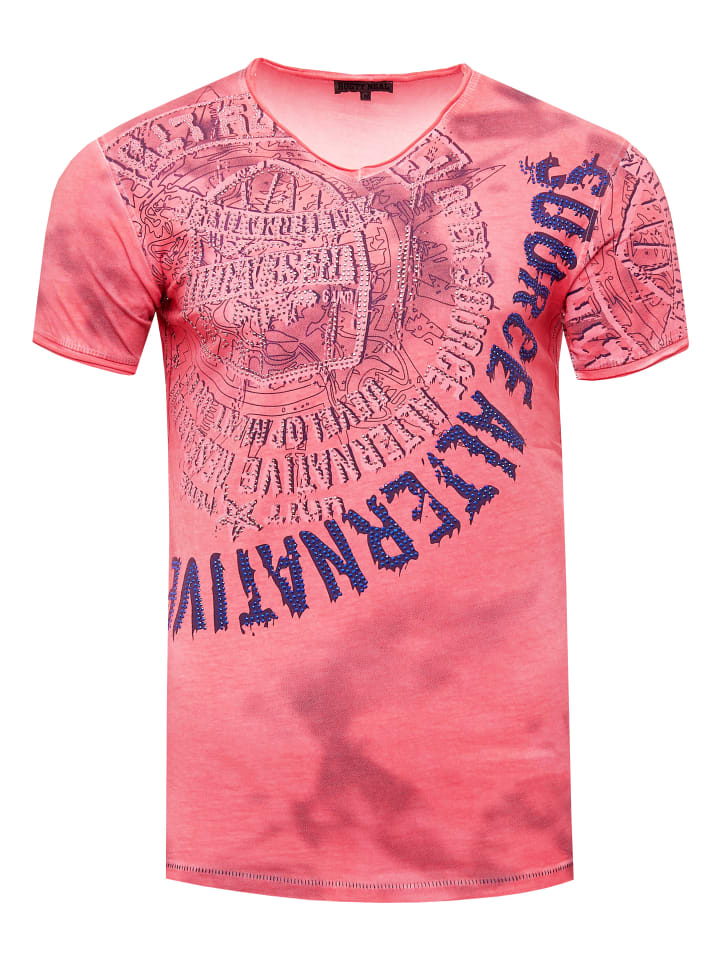 

Футболка с V-образным вырезом, украшенная стразами кораллового цвета. Rusty Neal, Красный, Футболка с V-образным вырезом, украшенная стразами кораллового цвета. Rusty Neal