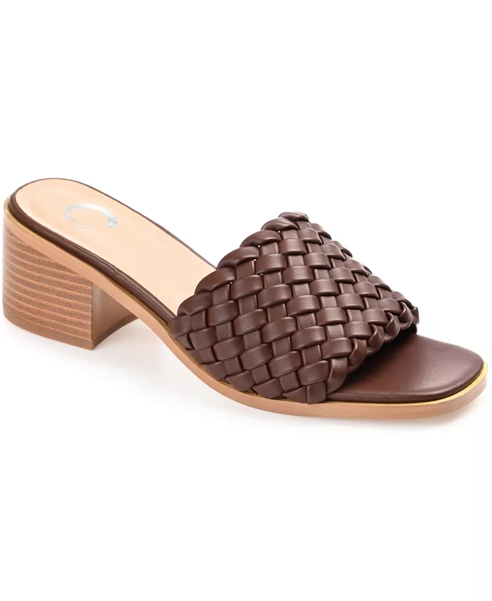 Женские сандалии Fylicia на блочном каблуке с плетением Journee Collection, коричневый