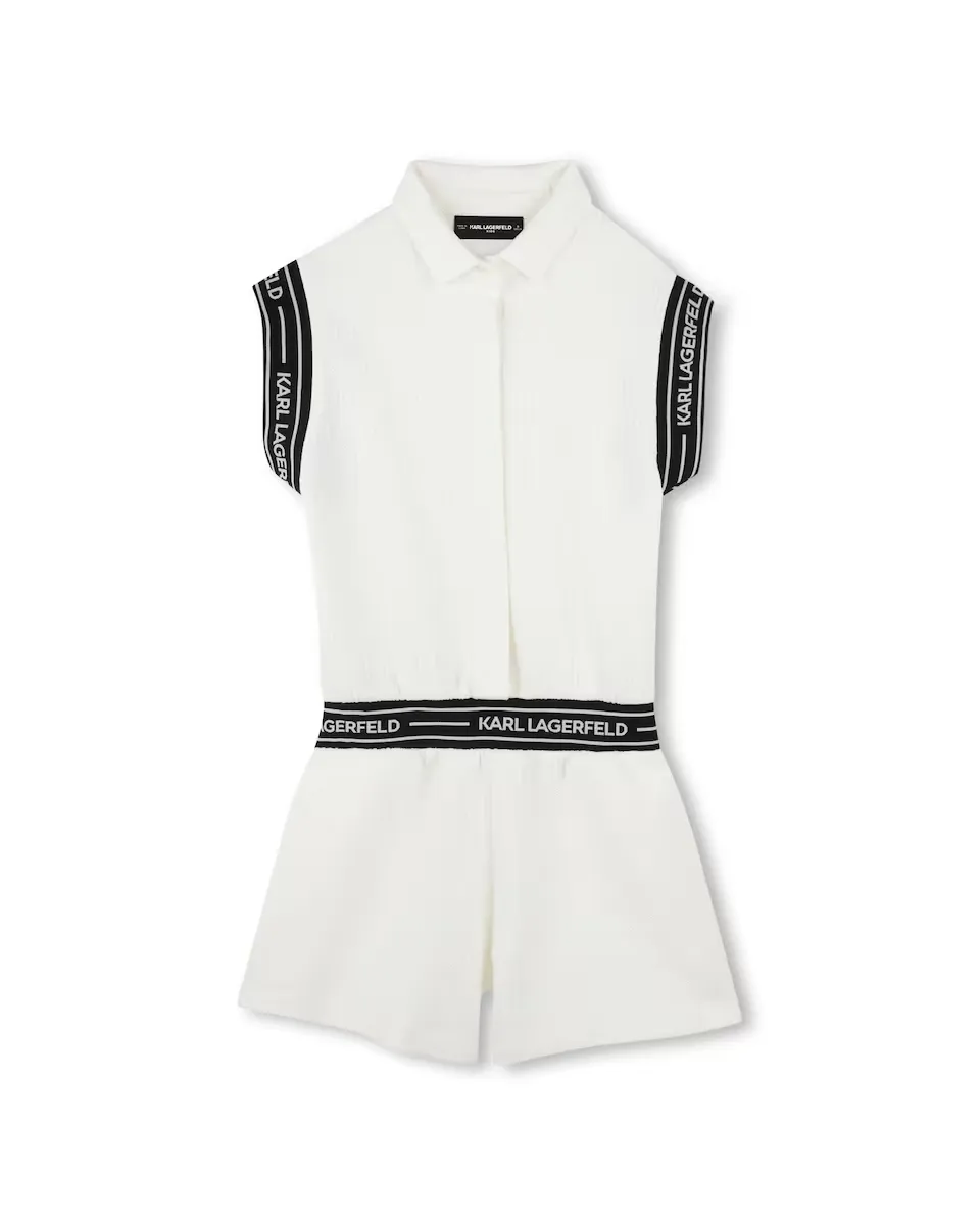 

Белый девичий комбинезон с короткими рукавами Karl Lagerfeld Kids