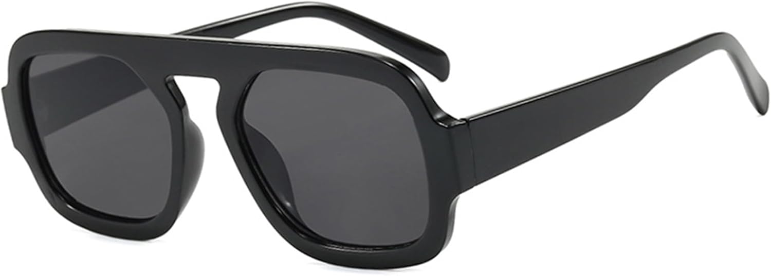 

Модные квадратные солнцезащитные очки-авиаторы для женщин и мужчин в винтажном стиле 70-х годов, дизайнерские солнцезащитные очки с плоской верхней частью Teumire, A11 Black Frame/Grey Lens