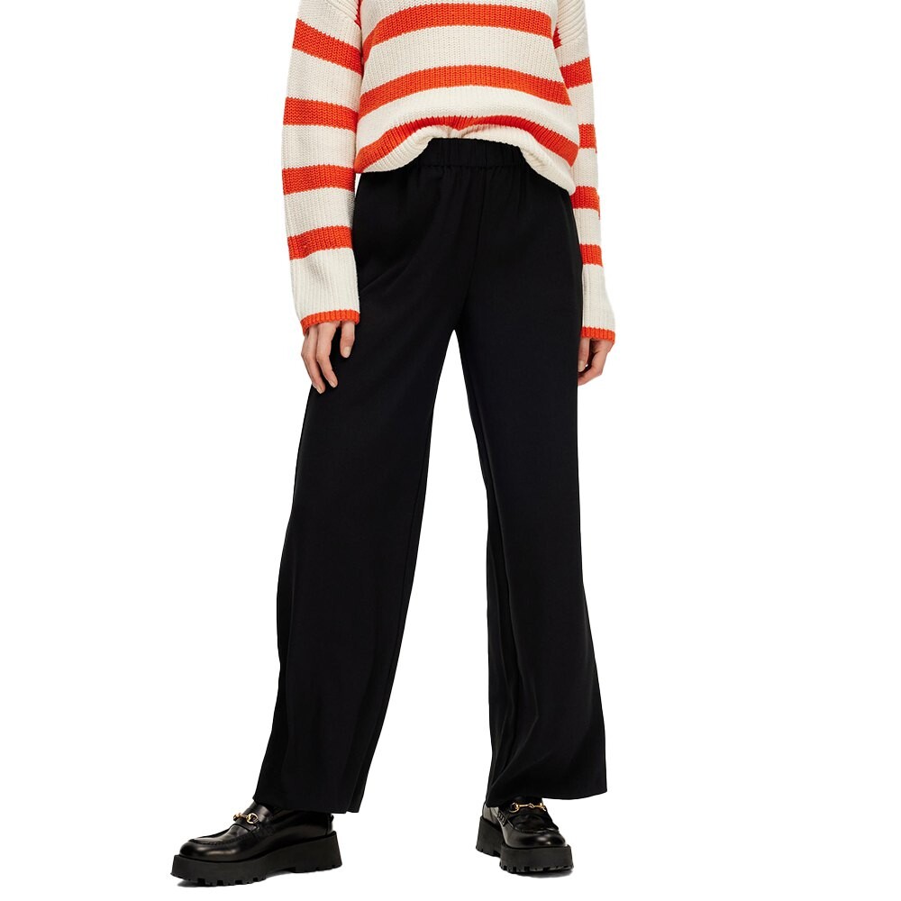 

Брюки Selected Tinni Relaxed Wide Fit Mid Waist, черный