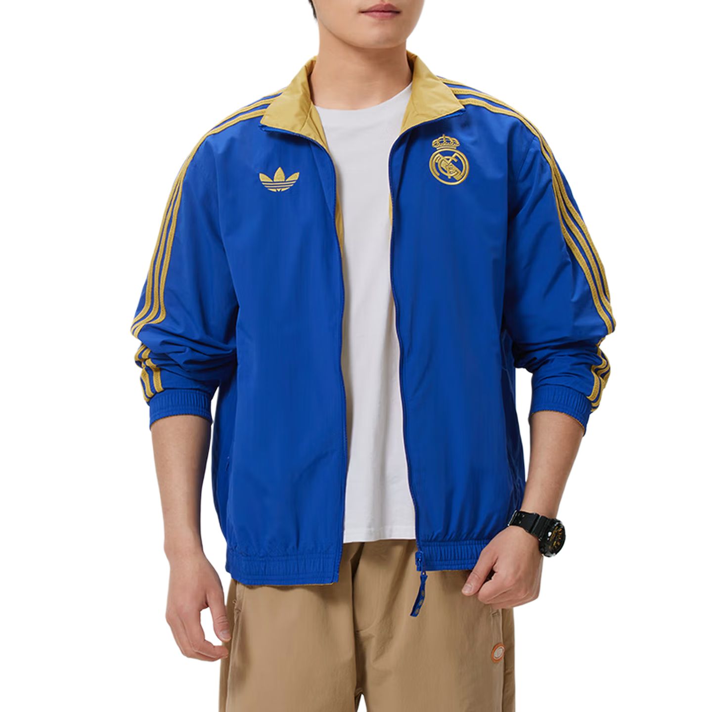 Adidas Originals Мужская куртка, синяя, со стоячим воротником, средней жесткости, двусторонняя — фото 4