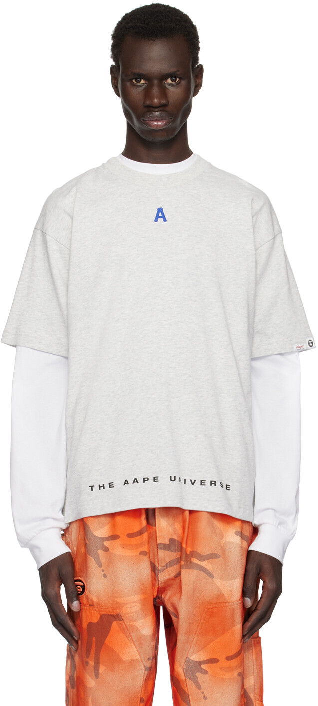 

Серая футболка с логотипом «А» AAPE by A Bathing Ape