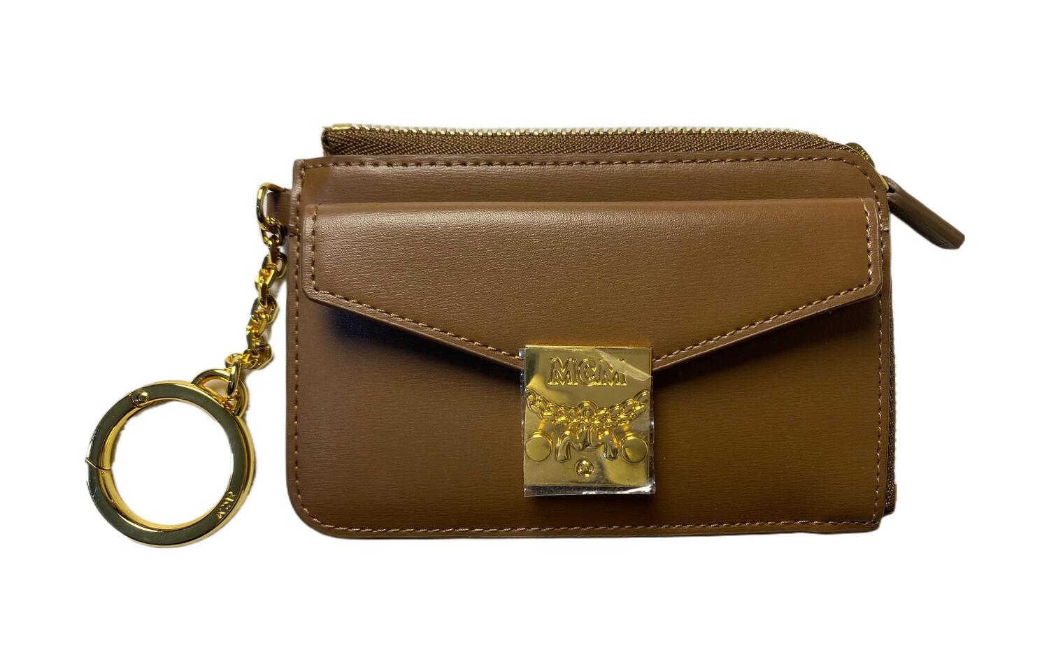 

Кожаный кардхолдер, ключница, мини-кошелёк женский коричневый MCM