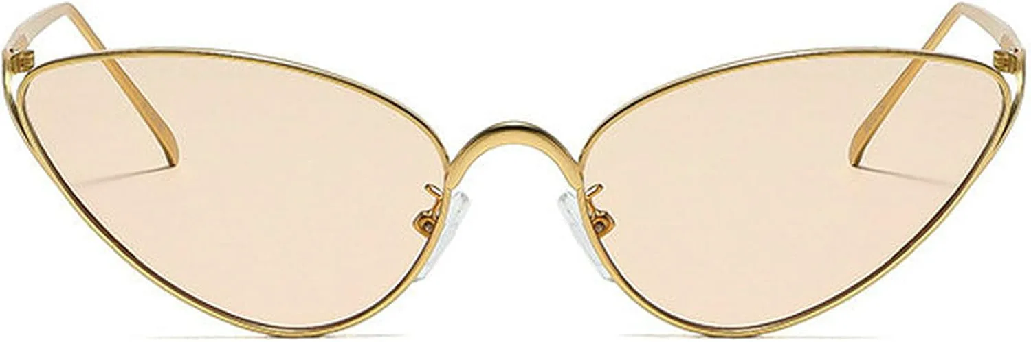 

COTIA 2026 Модные солнцезащитные очки «кошачий глаз» для женщин и мужчин, в стиле Y2K, с овальной металлической оправой, в стиле панк и хип-хоп, Champagne