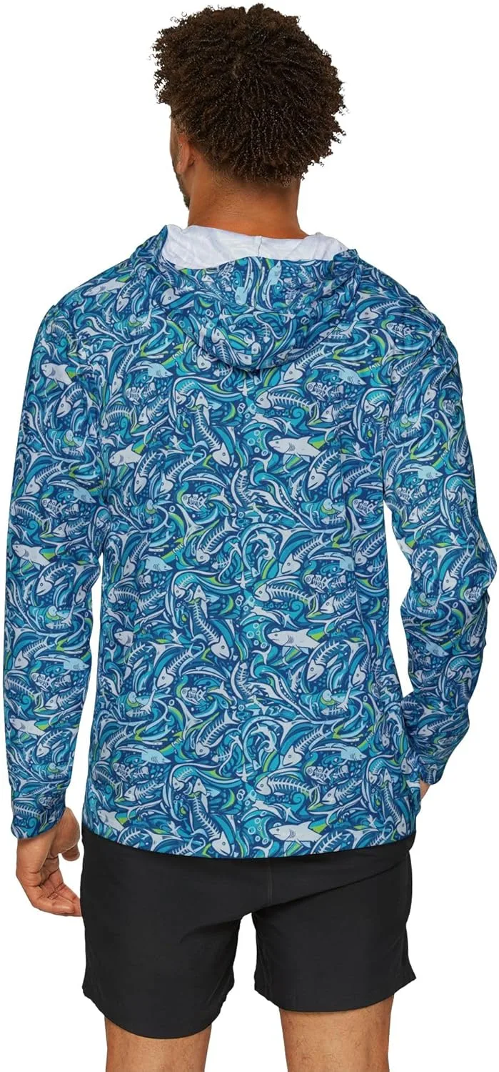 Generic Худи с синим абстрактным узором в виде завитков All Over Print Athletic Pullover — фото 4