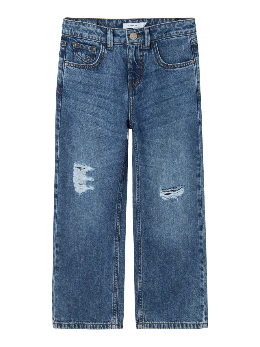 

Джинсы с 5 карманами Name It "NKFROSE HW WIDE JEANS 141", с эффектом потертости, синий