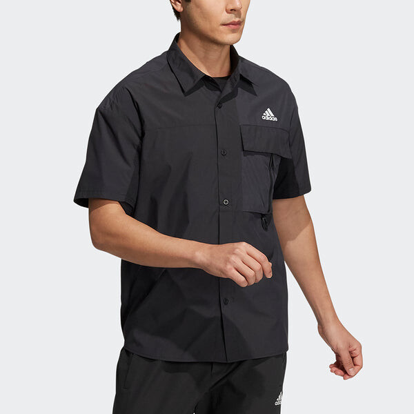 Рубашка utl ss shirts contrasting colors loose sports short sleeve shirt black Adidas, черный — фото 2